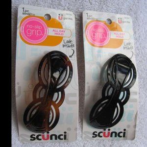 Scunci No Slip Grip Hold Slideproof Stay Put Rubber Teeth Plastic Hair Barrette